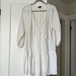 J. Crew White Dress Peasant Dress Cottage Core 100% Cotton